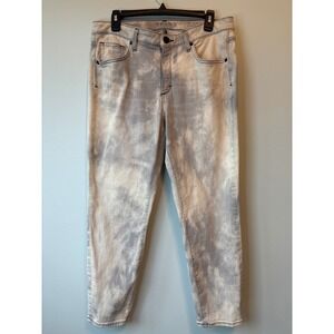 SPANX The Slim X Cropped Jeans Womens Tie Dye Wash Stretch Slimming Gray Size 32